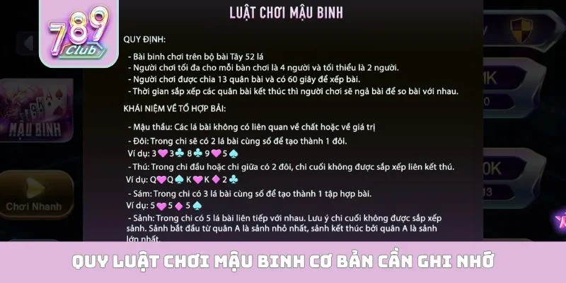 Quy luật chơi Mậu Binh cơ bản cần ghi nhớ